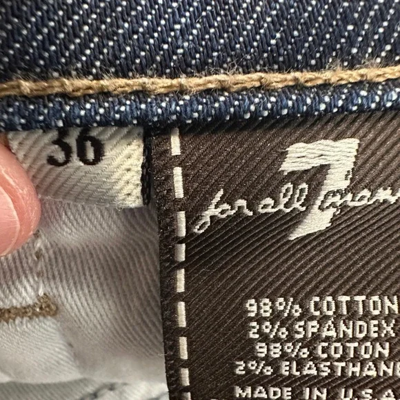 7 For All Mankind Standard Mens Straight Jeans 36 Distressed Dark Wash‎ Stretch